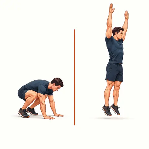 Burpee : les deux positions du mouvement